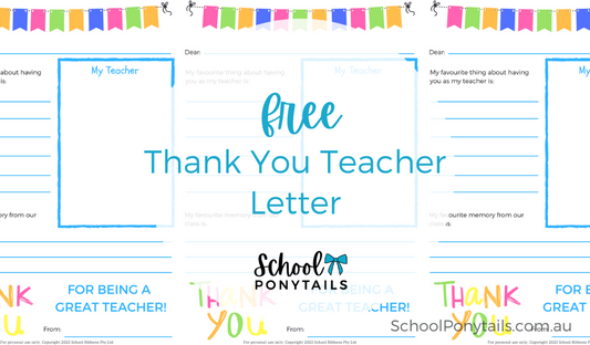 F R E E Thank You Teacher Printable from School Ponytails