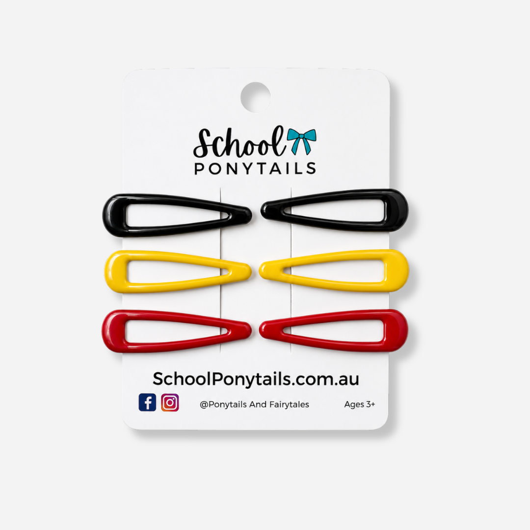 Black + Red + Yellow Snap Clip Set