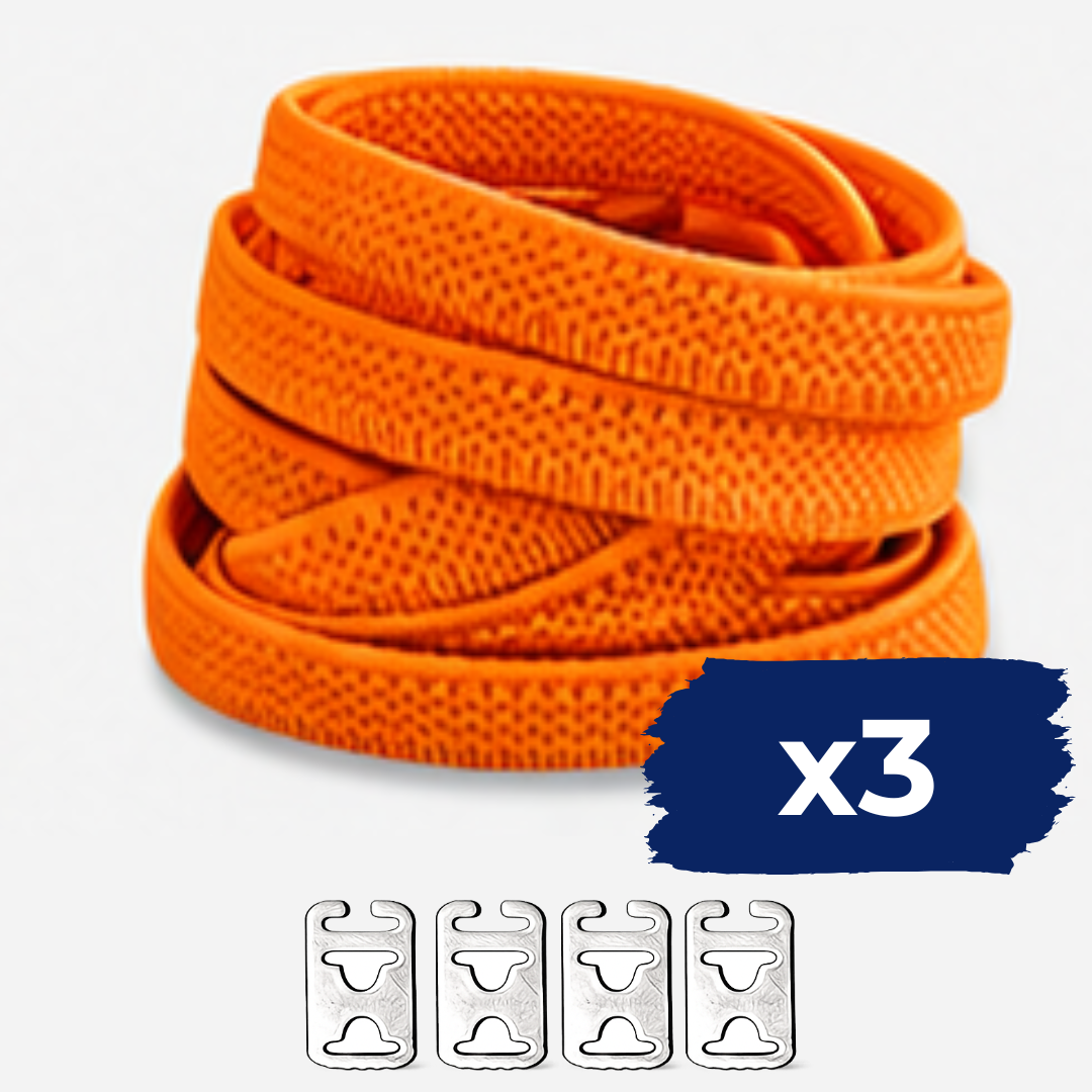 No Tie Elastic Shoelaces - Orange