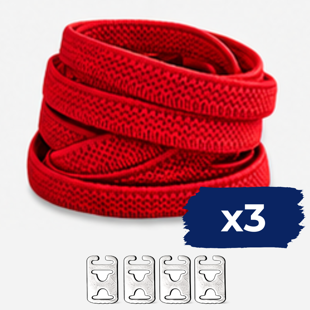 No Tie Elastic Shoelaces - Red