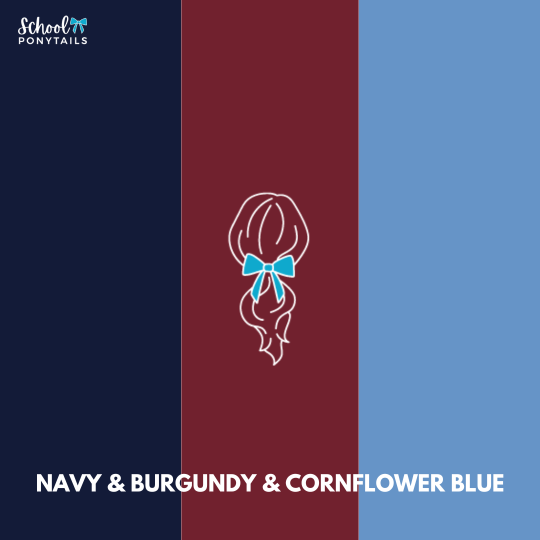 Cornflower Blue & Burgundy & Navy Hair Accessories - Ponytails and Fairytales