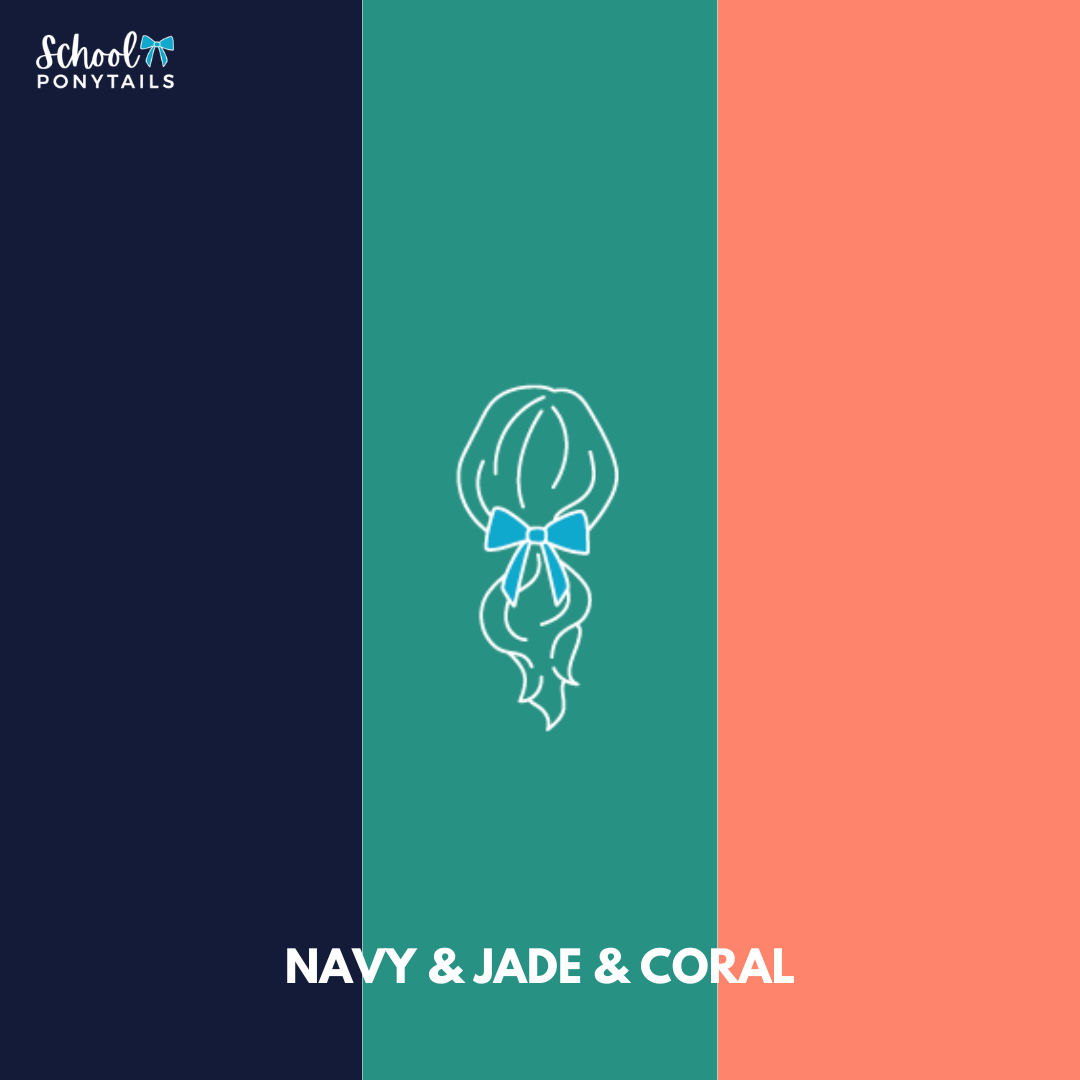 Navy & Jade & Coral Hair Accessories - Ponytails and Fairytales
