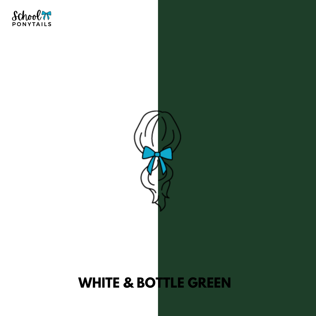Bottle Green & White Hair Accessories - Ponytails and Fairytales