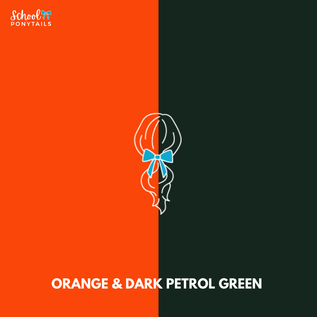Dark Petrol Green & Orange Hair Accessories - Ponytails and Fairytales