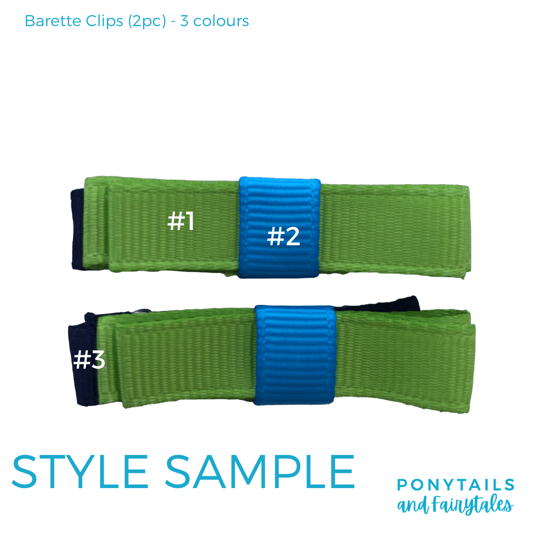 Custom Colours: Choose Your Own (2) Assorted Hair Accessories School Ponytails - Colours Barette (2pc)