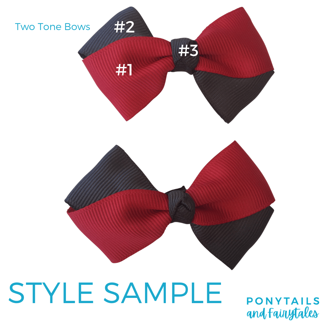 Custom Colours: Choose Your Own (2) Assorted Hair Accessories School Ponytails - Colours Bowtique Bow - 2pc (clip)