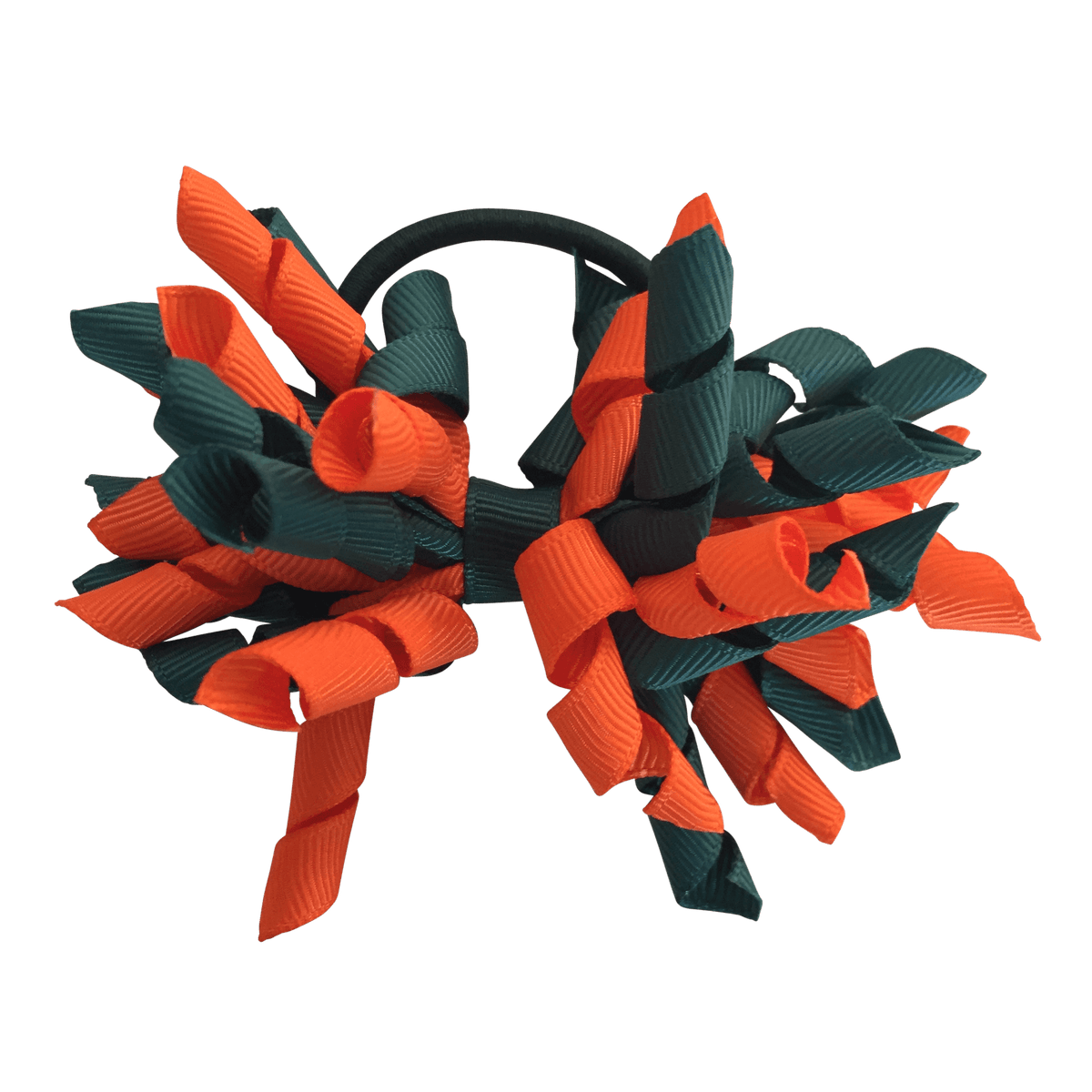 Darkest Petrol Green & Orange Hair Accessories - Ponytails and Fairytales