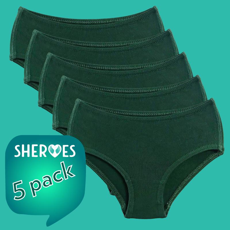 sHEROes School Underwear - Dark Green / Bottle Green School Underwear sHEROes 5 5 pairs