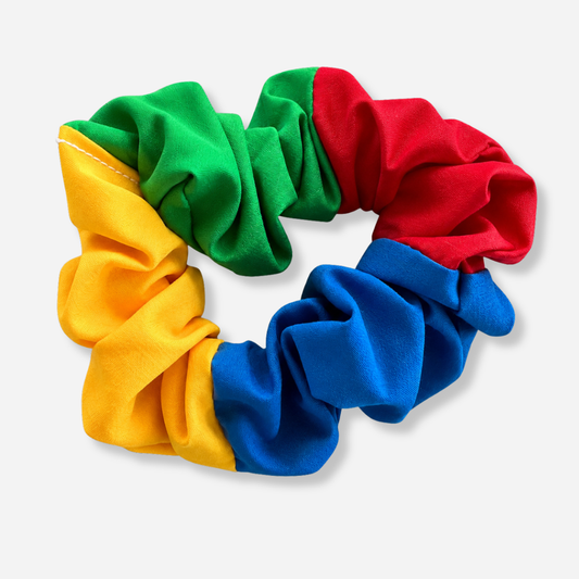 4 Faction Rainbow Scrunchies - Red, Blue, Green, Yellow