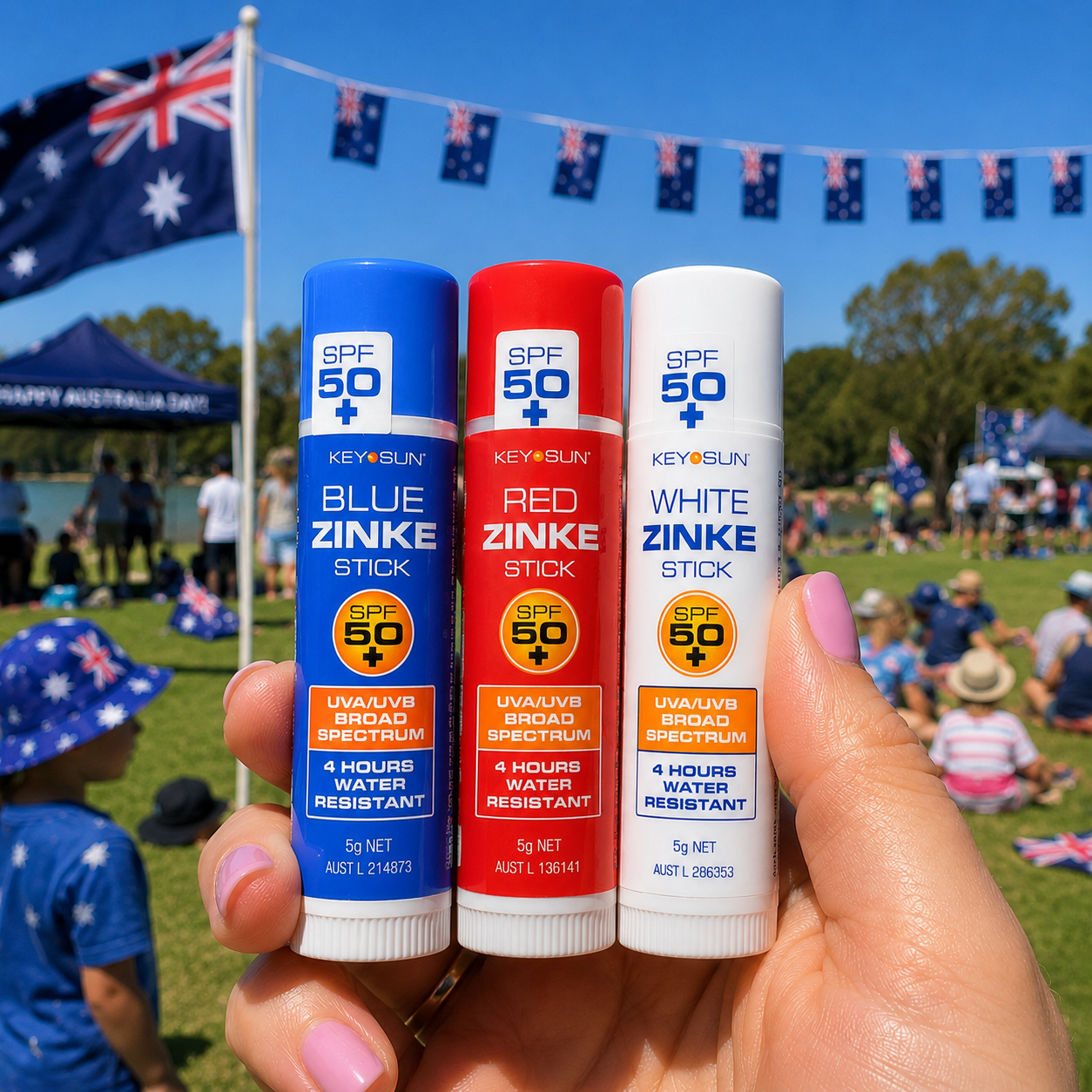 Blue + Red + White Zinc Stick Pack