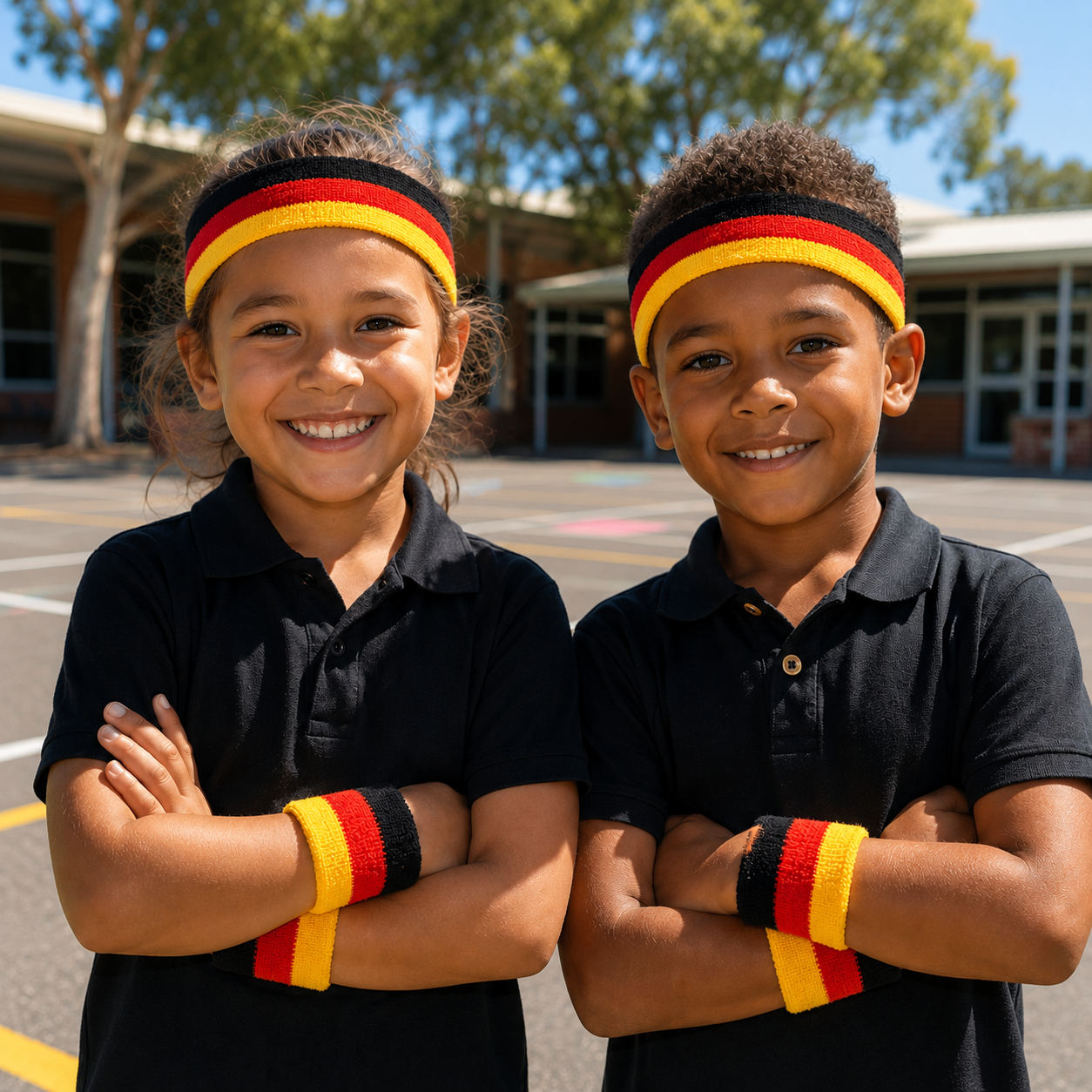 Black, Red, Yellow Aboriginal Flag Sweat Band Set (3pc)