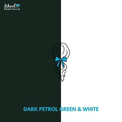 Dark Petrol Green & White Hair Accessories - Ponytails and Fairytales