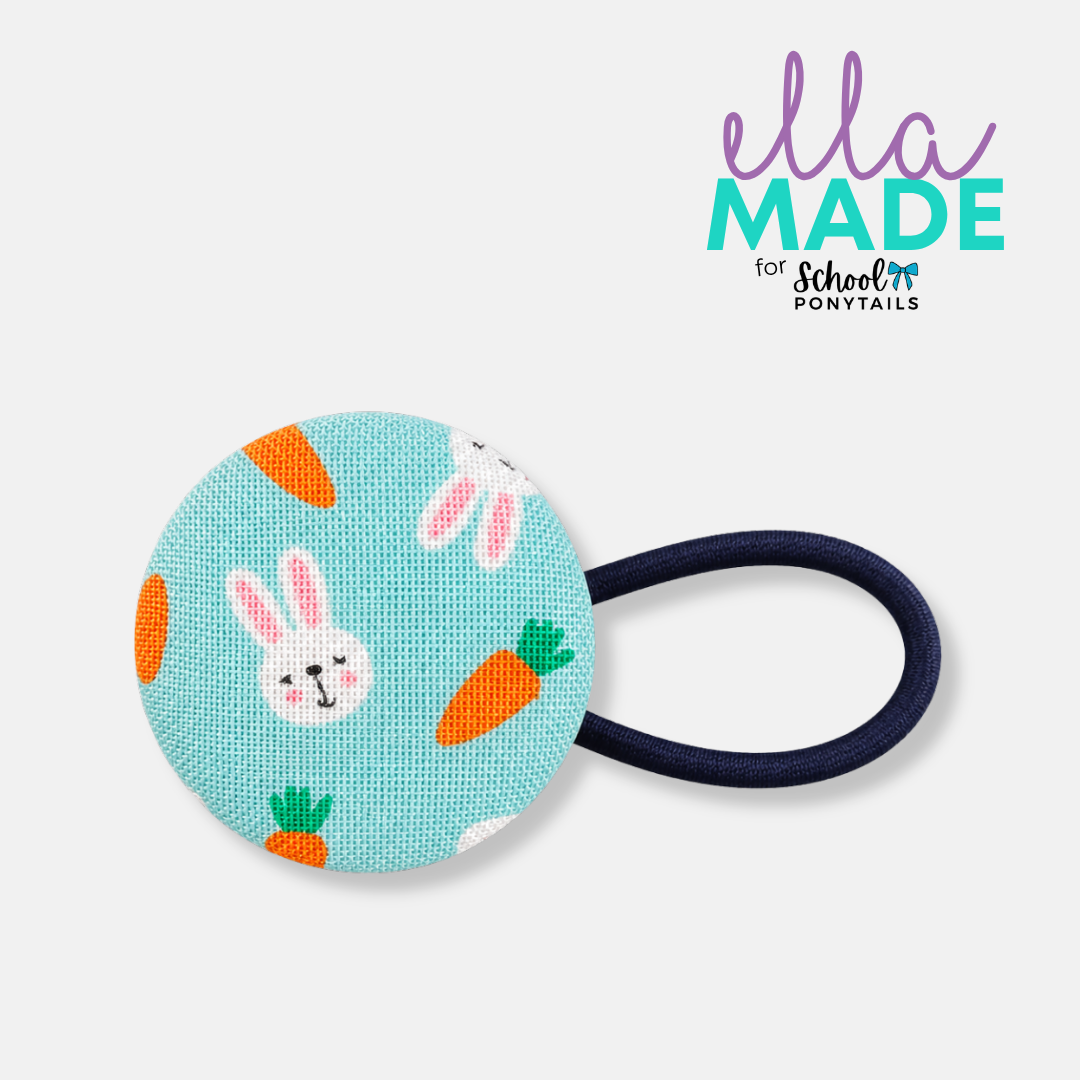Limited Edition: Easter Bunny (Blue) Covered Buttons - Ponytails and Fairytales