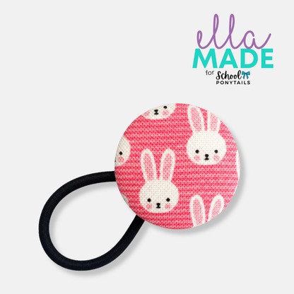 Limited Edition: Easter Bunny (Pink) Covered Buttons - Ponytails and Fairytales