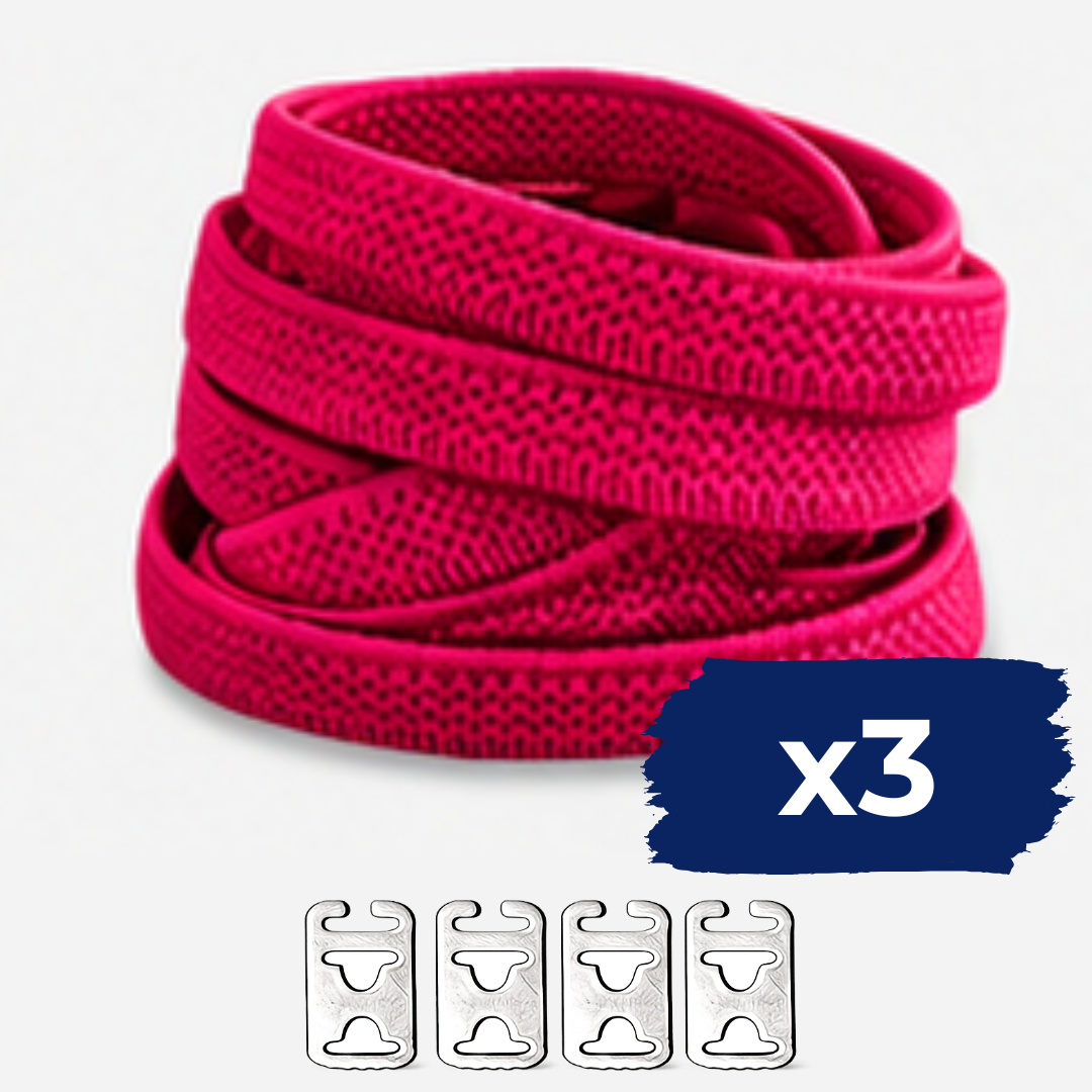No Tie Elastic Shoelaces - Hot Pink
