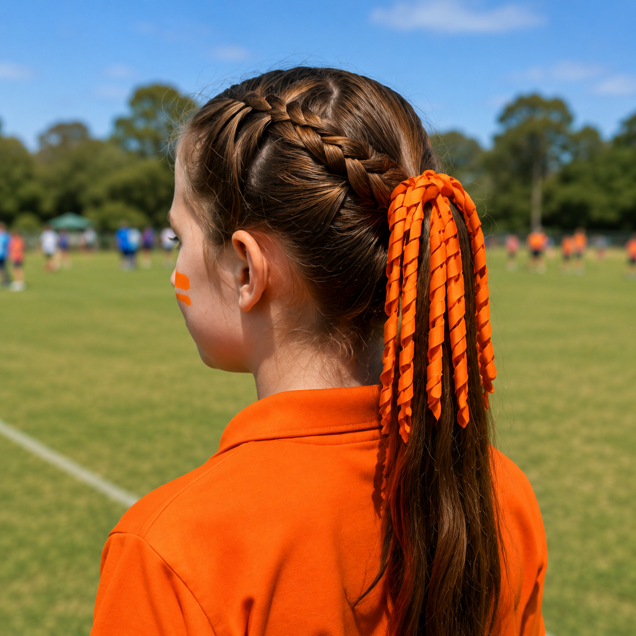 Orange Curly Korker Ribbon Hair Tie - Ponytails and Fairytales