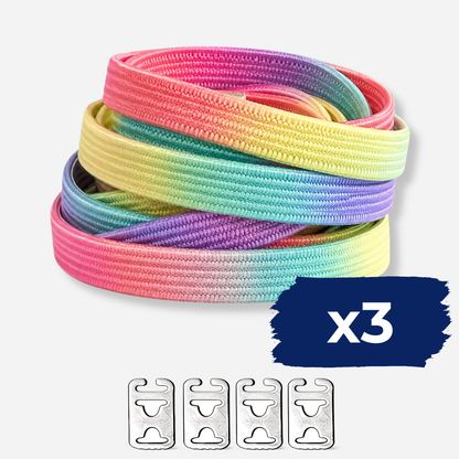 No Tie Elastic Shoelaces - Pastel Rainbow