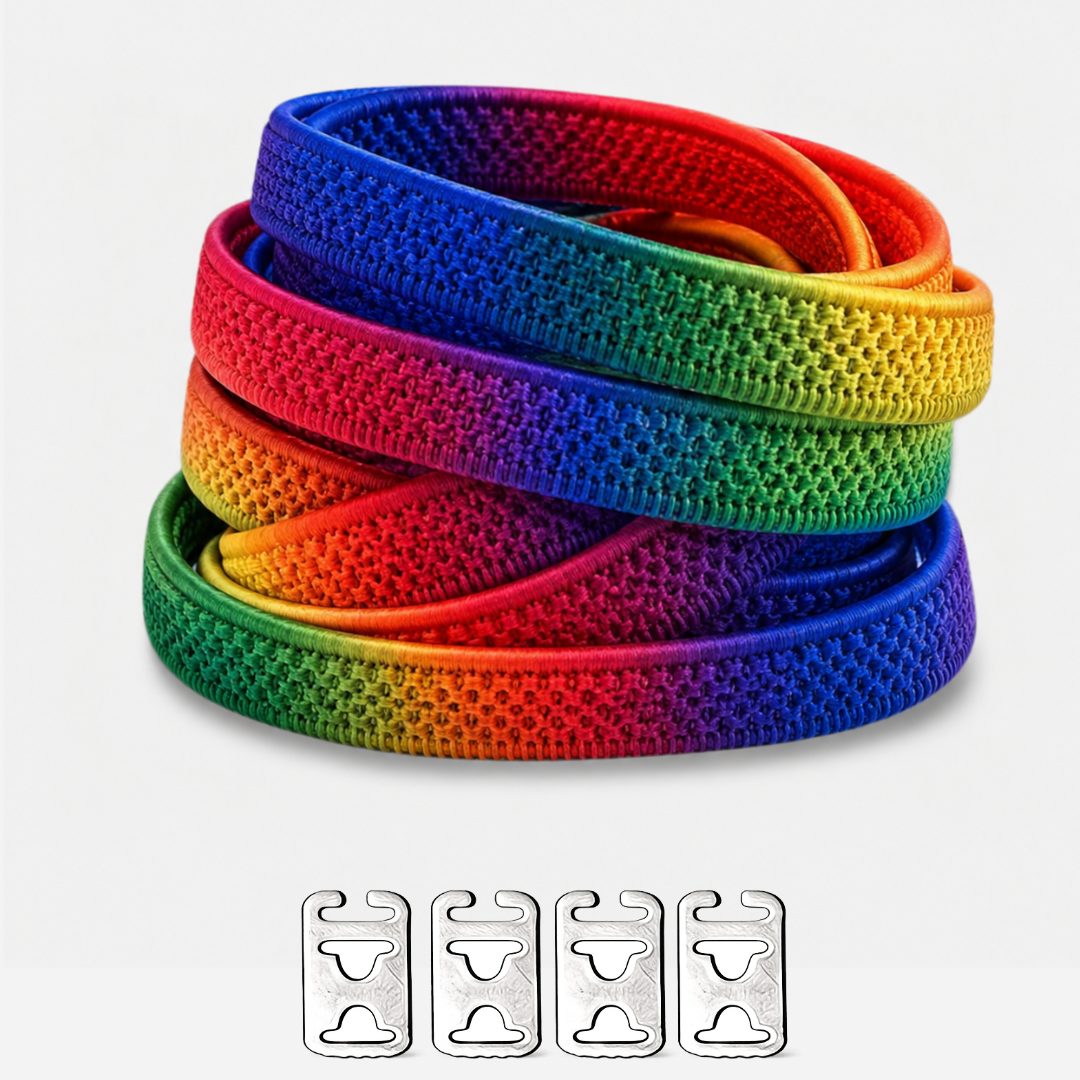 No Tie Elastic Shoelaces - Rainbow