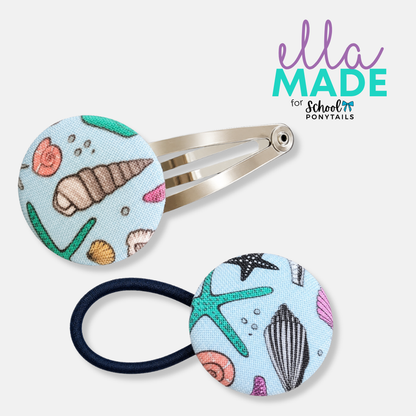 Limited Edition: Sea Shells Covered Buttons - Ponytails and Fairytales