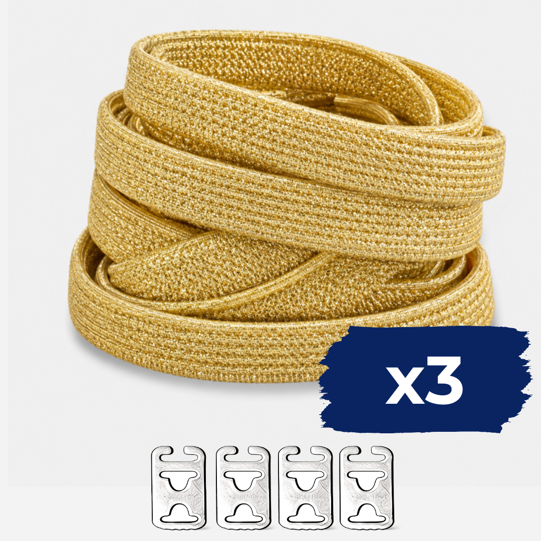 No Tie Elastic Shoelaces - Shiny Gold