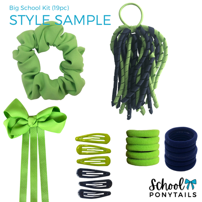 Dark Petrol Green & White Hair Accessories - Ponytails and Fairytales