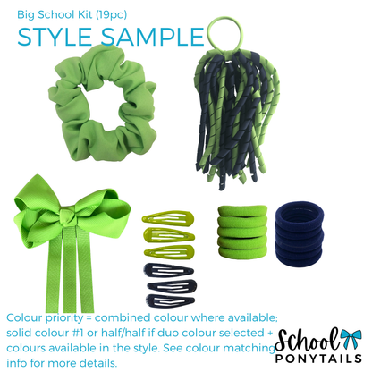 Dark Petrol Green & White Hair Accessories - Ponytails and Fairytales