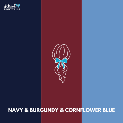 Cornflower Blue & Burgundy & Navy Hair Accessories